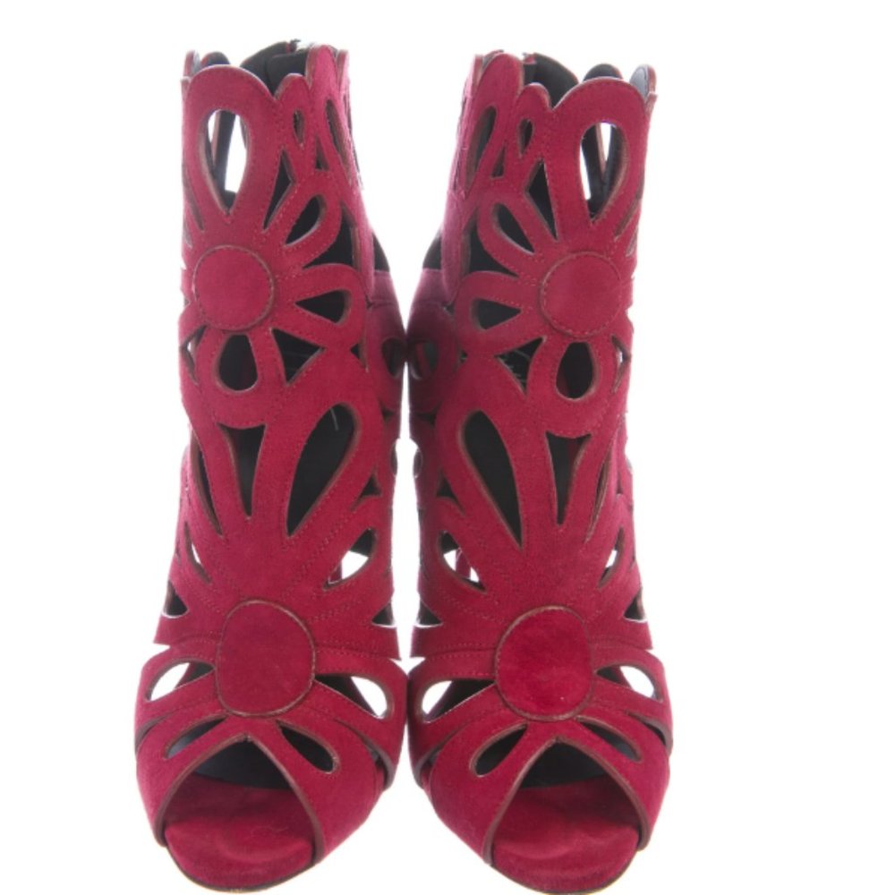 GIUSEPPE ZANOTTI Suede Cutout Accent Lace-Up Boots